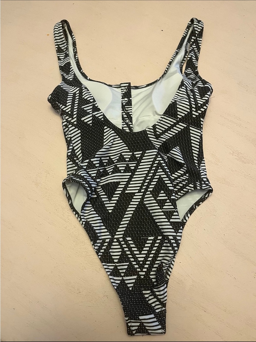 aerie Black and White Patterned One-Piece Swimsuit - Picture 2 of 3